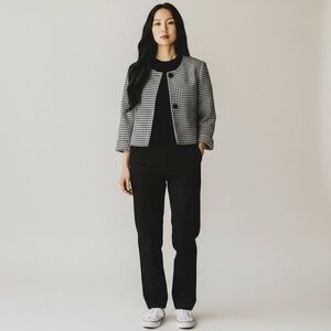 Larry Levine Monochrome Houndstooth Blazer
